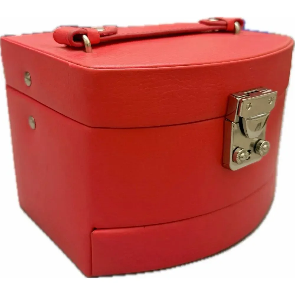Morelle & Co. Laura Red Leather 3-Tier Jewelry Box With Mirror